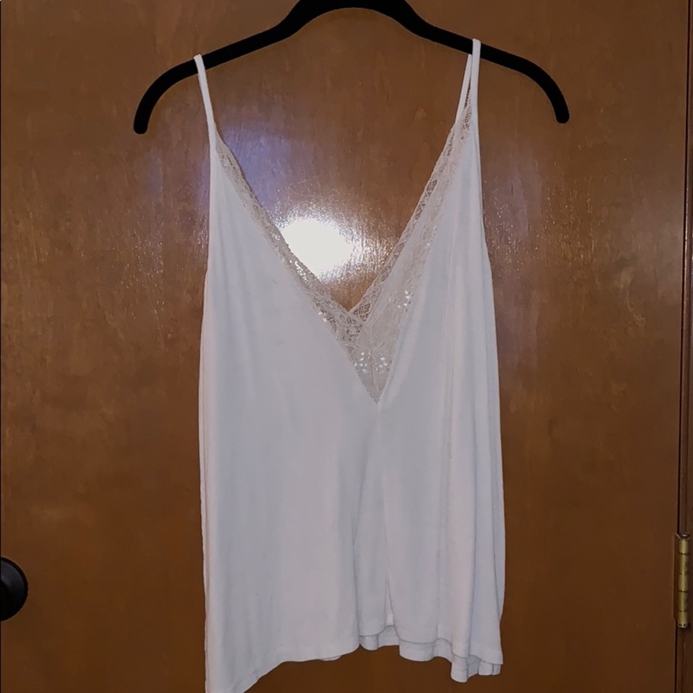 AE white lace tank top